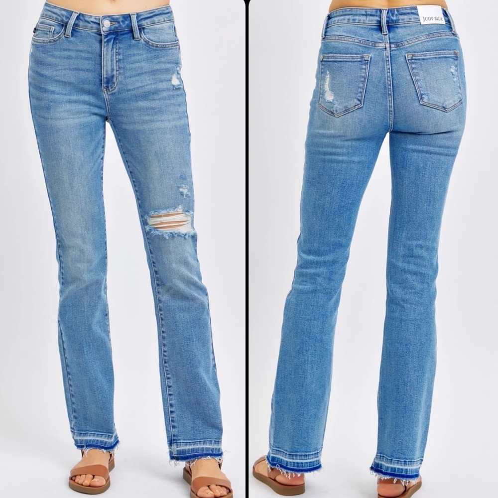 Judy Blue Bootcut Jeans Mid Rise Released Hem medium wash 32 new